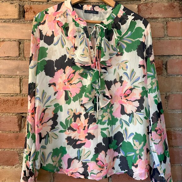 TOMMY HILFIGER Sheer Long Sleeve Blouse – Multicolour Print, Feminine & Flowy - Picture 2 of 3